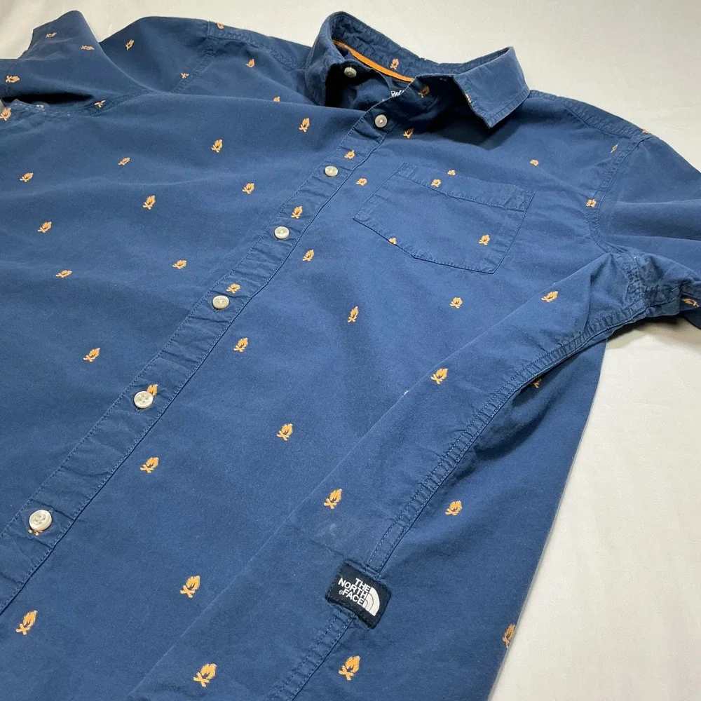 The North Face Button Down Shirt Campfire Print‎ Short Sleeve XXL